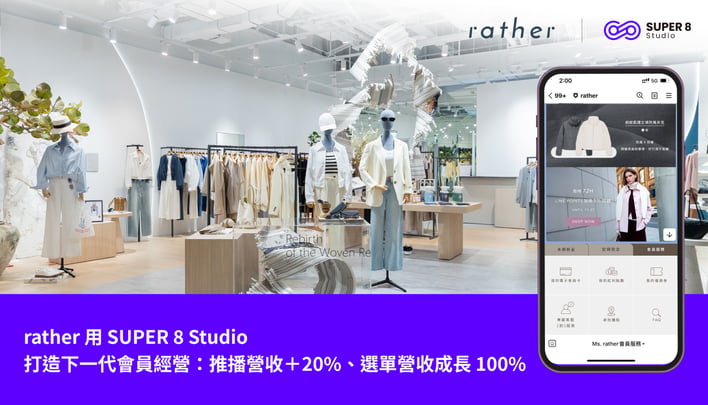 rather 用 SUPER 8 Studio 打造會員經營：推播營收＋20%、選單營收成長 100%