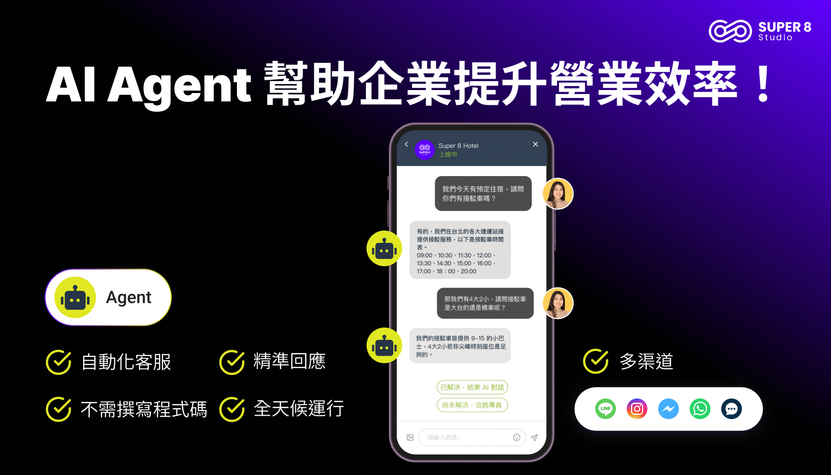 AI Agent 幫助企業提升營業效率！SUPER 8 Studio 是各大企業導入 AI 服務首選